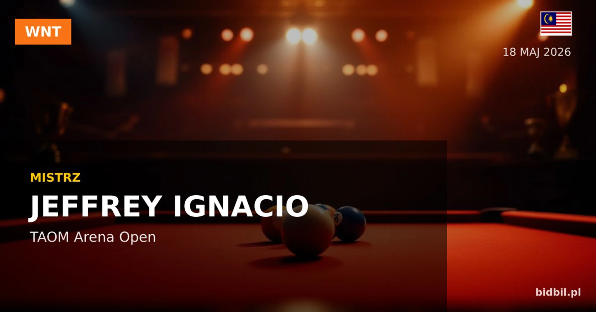 TAOM Arena Open 2026: Jeffrey Ignacio triumfuje w Kuala Lumpur