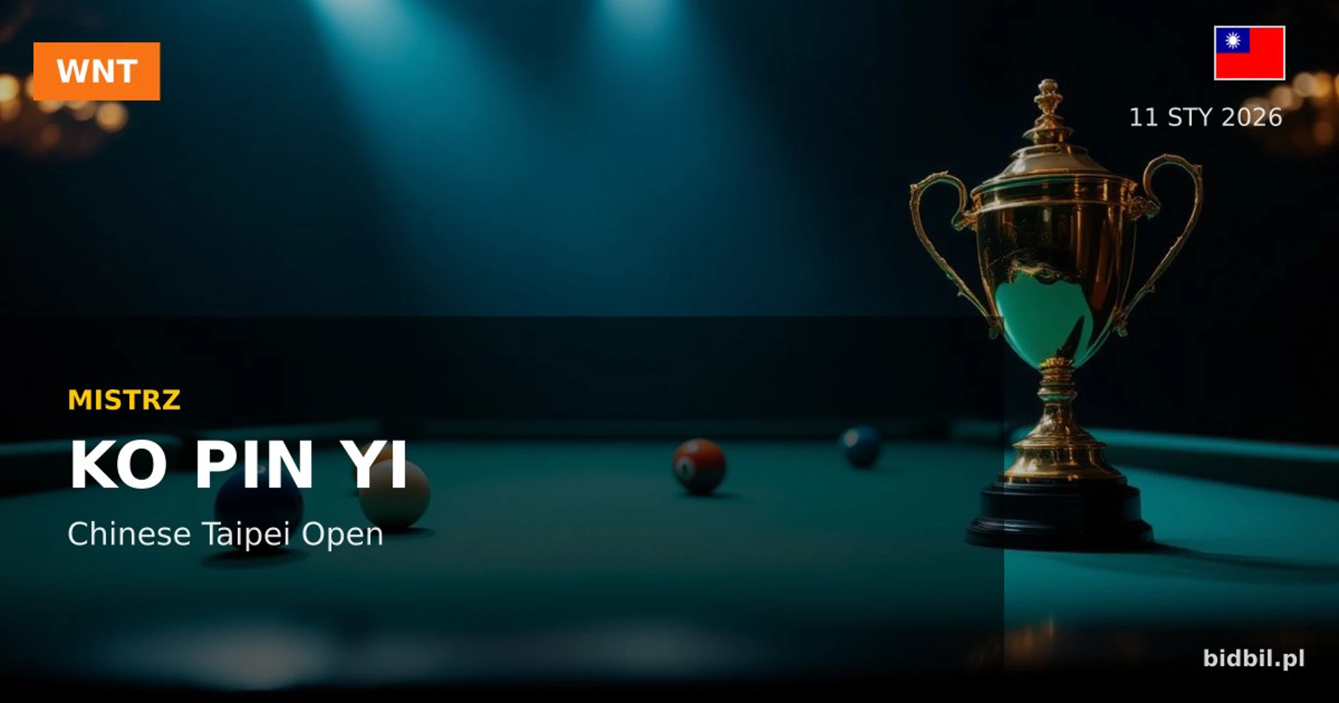 Chinese Taipei Open 2026: Ko Pin Yi triumfuje w Taipei City